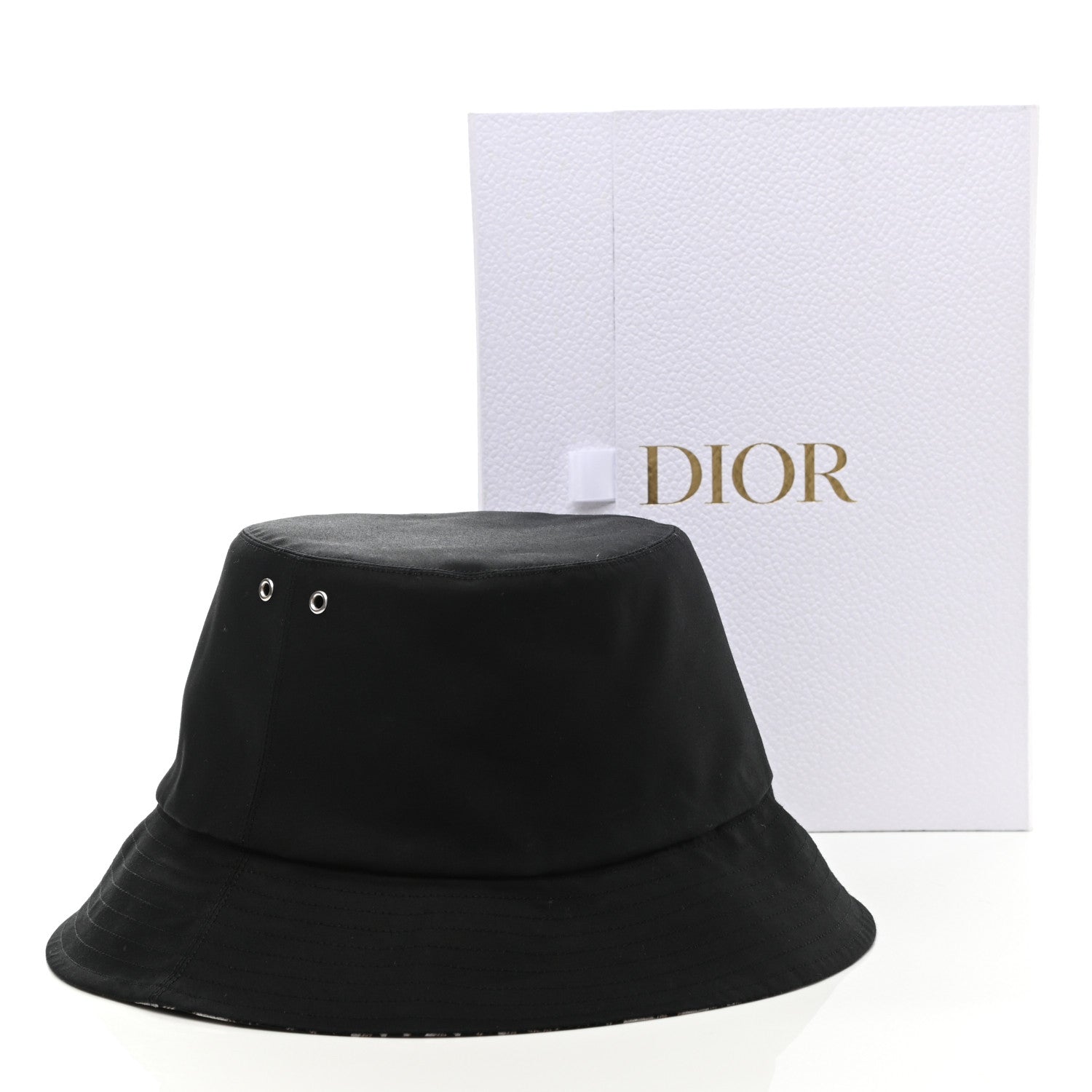 Christian Dior Oblique Cotton Teddy-D Brim Bucket Hat 56 Black 6 of 6