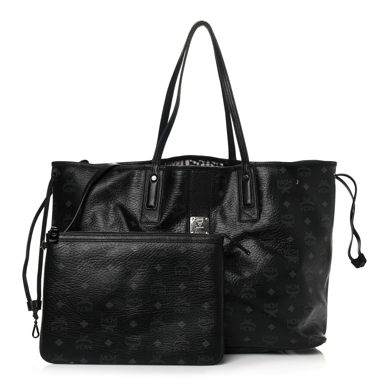 MCM Visetos Large Liz Reversible Shopper Tote Black 1 of 23