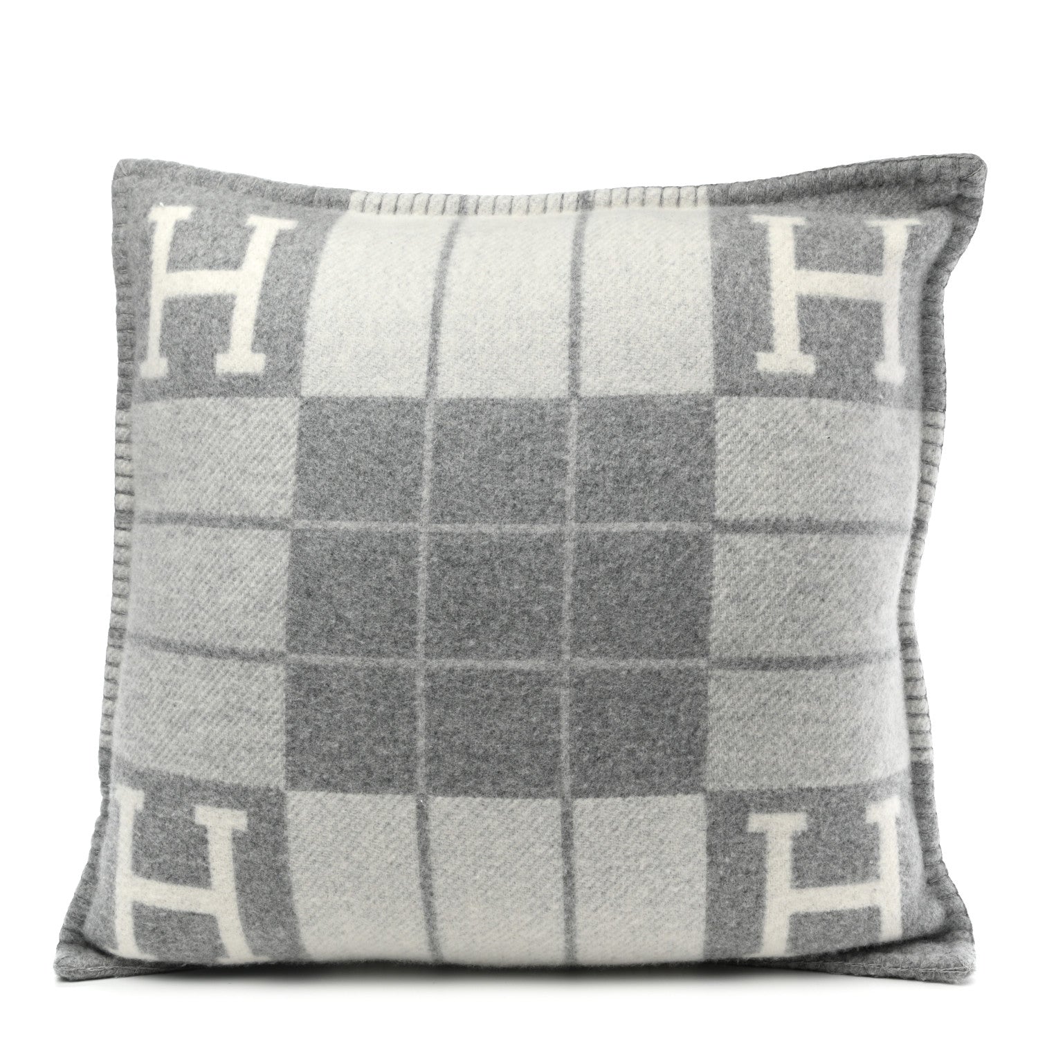 Hermes Wool Cashmere Avalon III Pillow PM Ecru Gris Clair 1 of 3