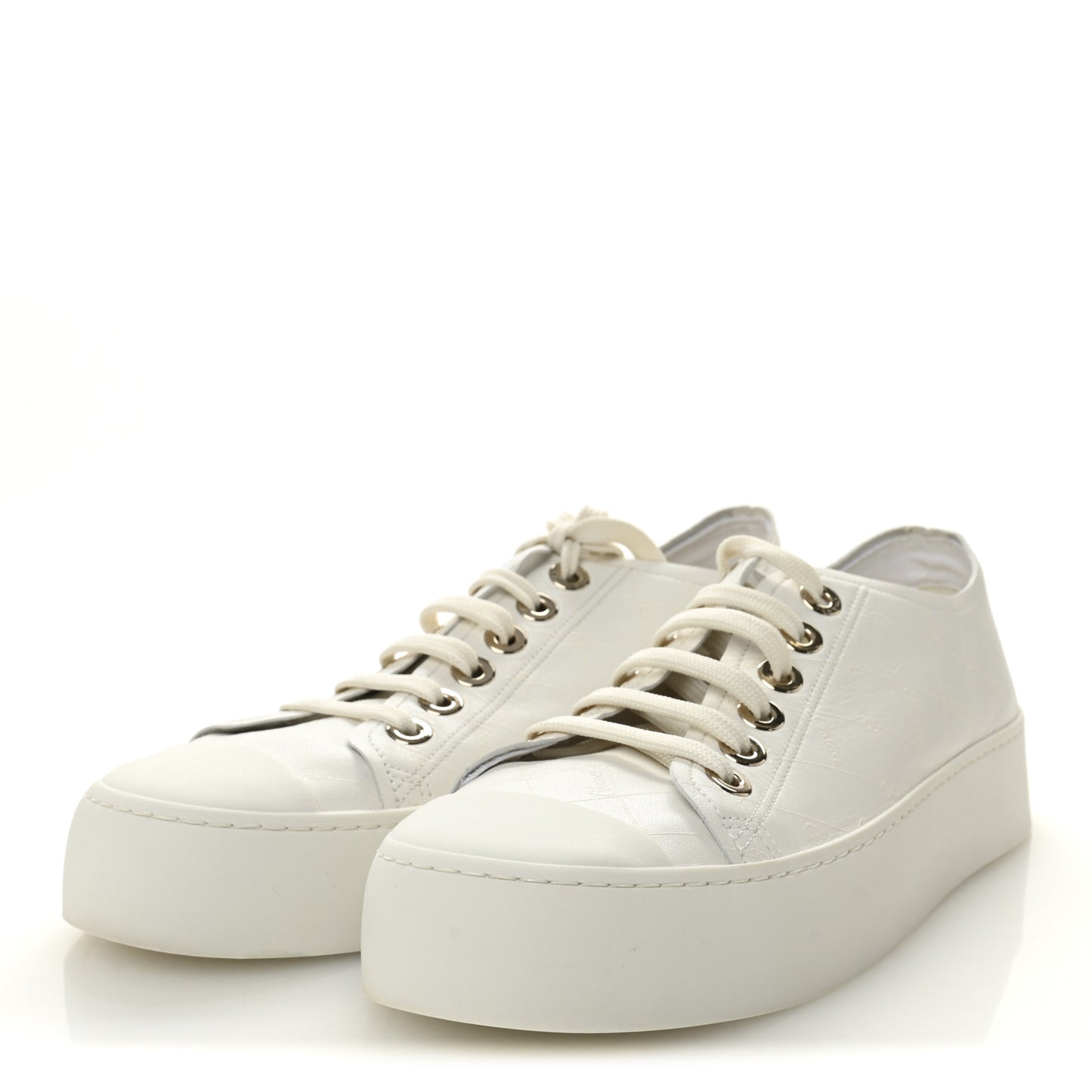 Lambskin Printed Logo Sneakers 38 White