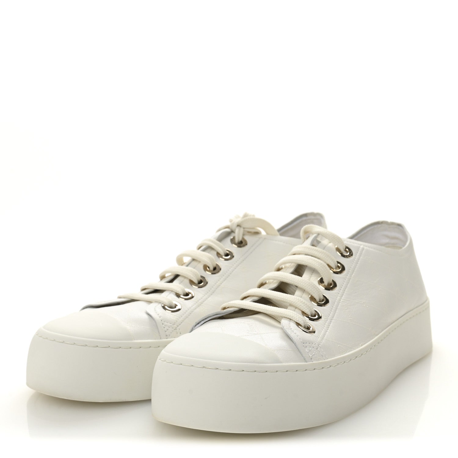 Chanel Lambskin Printed Logo Sneakers 38 White 3 of 10