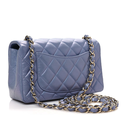 Chanel Iridescent Lambskin Quilted Mini Rectangular Flap Light Purple 2 of 7