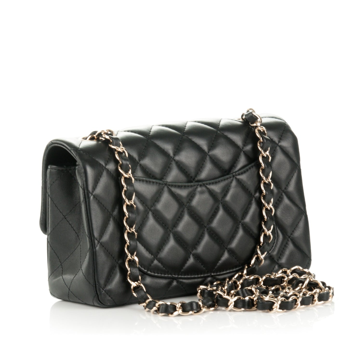 Lambskin Quilted Mini Rectangular Flap Black