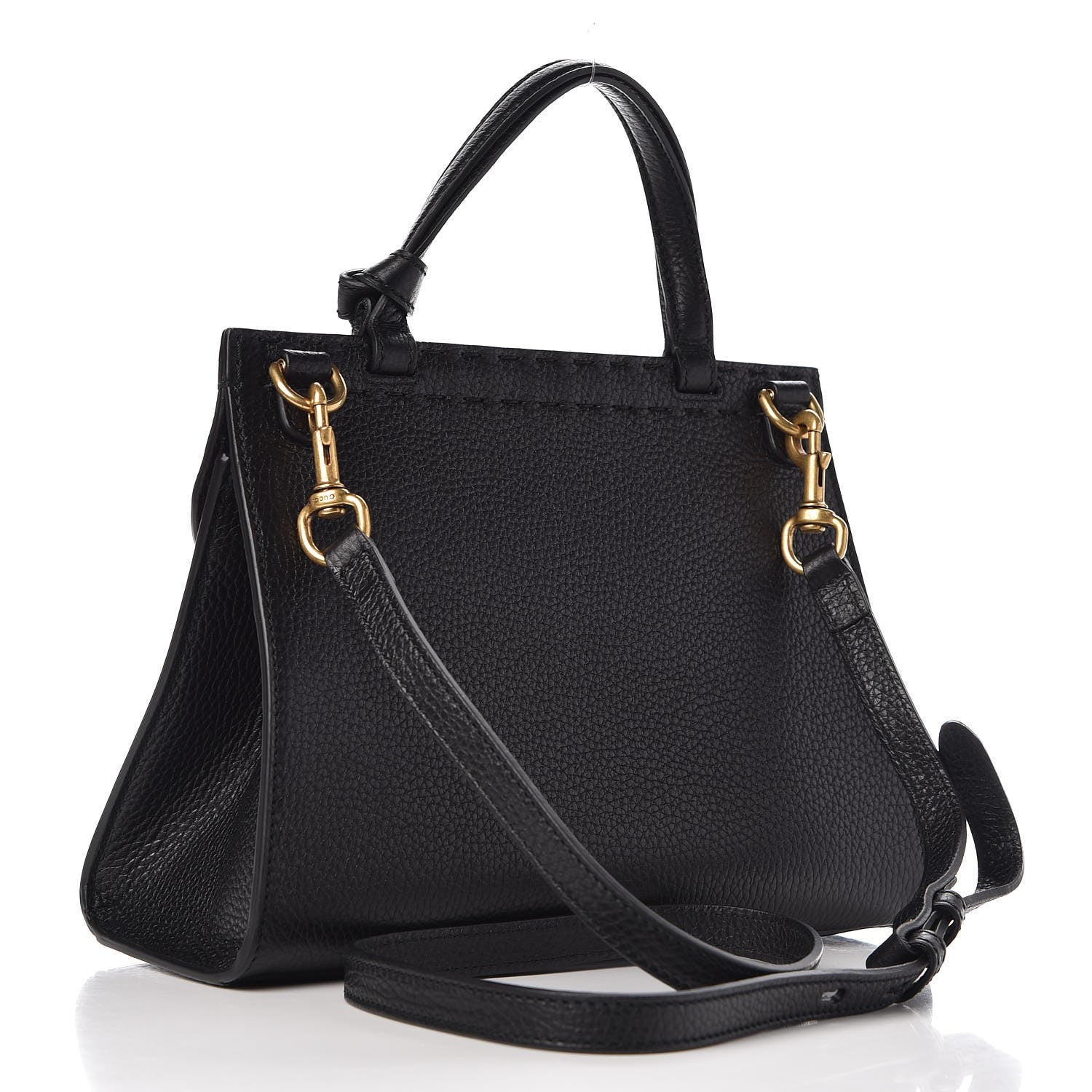 Gucci Calfskin Mini GG Marmont Top Handle Bag Black 4 of 9