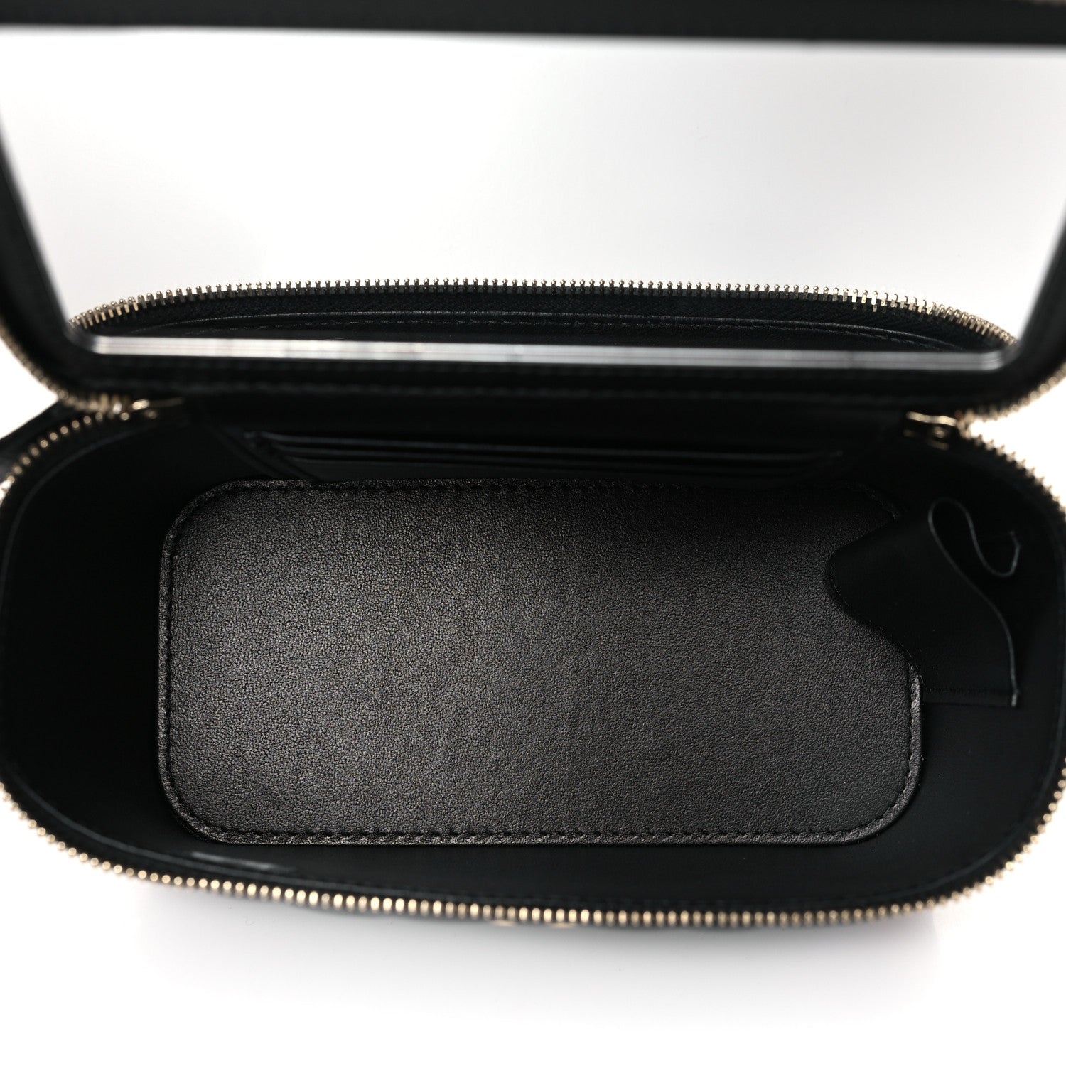 Chanel Lambskin Quilted Metal Small Top Handle Vanity Case With Chain Black 5 of 10