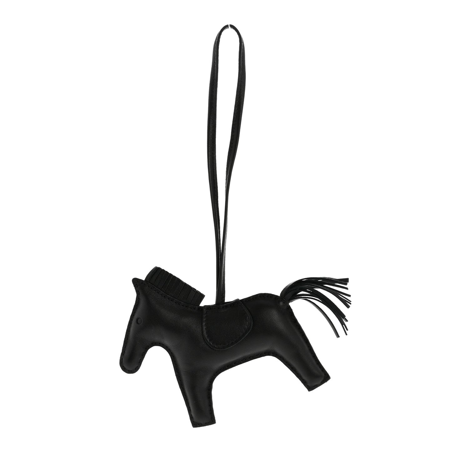 Milo Lambskin Grigri Rodeo Horse Bag Charm MM So Black