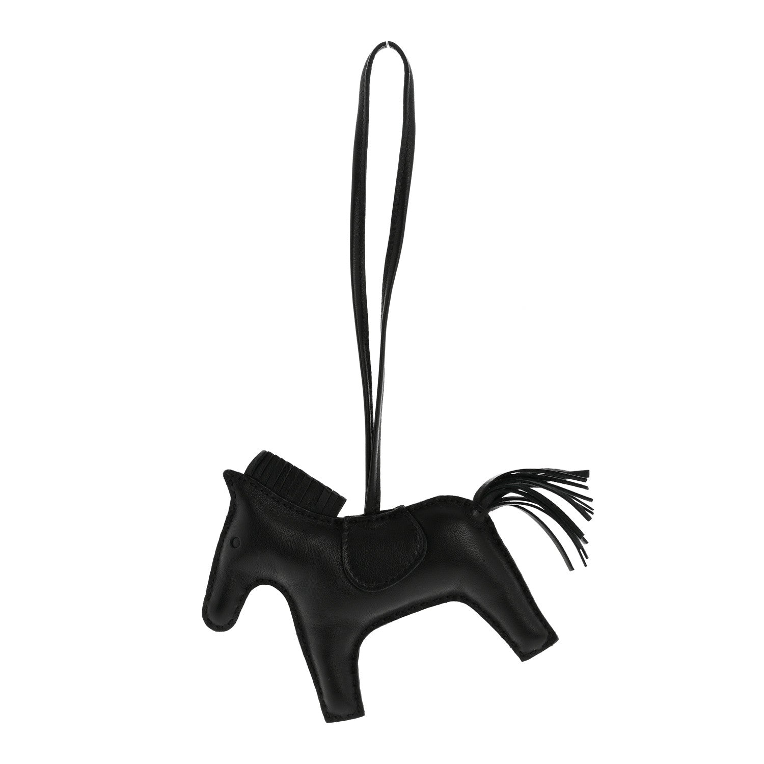 Hermes Milo Lambskin Grigri Rodeo Horse Bag Charm MM So Black 1 of 5