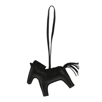 Hermes Milo Lambskin Grigri Rodeo Horse Bag Charm MM So Black 1 of 5