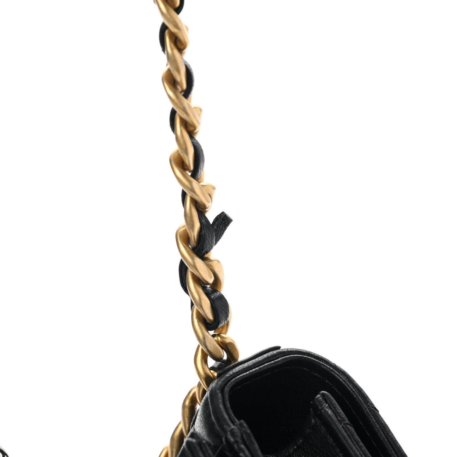 Chanel Lambskin Quilted Chanel 19 Phone Holder With Chain Black 10 of 11