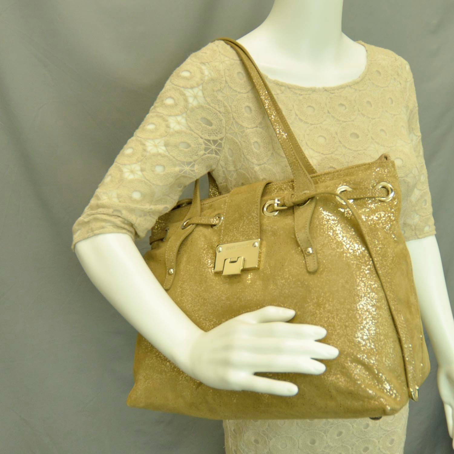Jimmy Choo Glitter Suede Medium Rhea 4 of 14