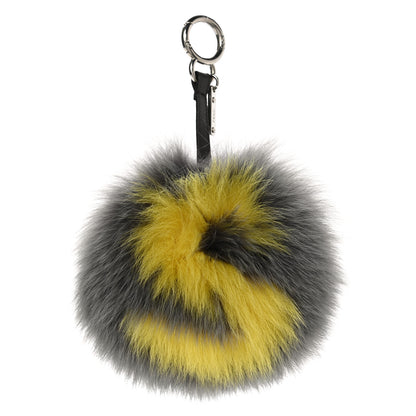 Fendi Fox Fur S ABCharm Bag Charm Grey Yellow 1 of 3
