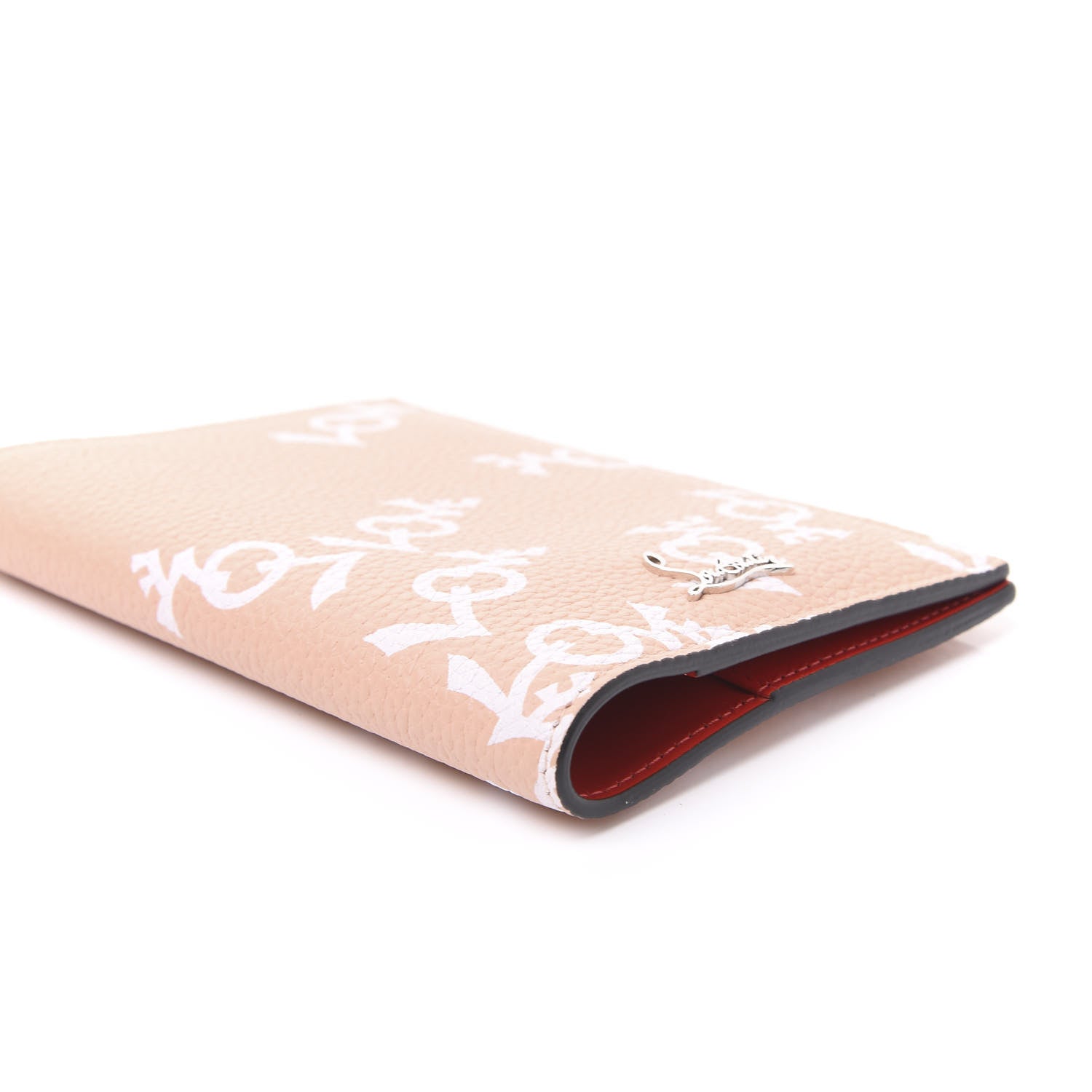 Christian Louboutin CHRSTIAN LOUBOUTIN Grained Calfskin Crazy Love Loubipass Passport Holder Latte 5 of 9