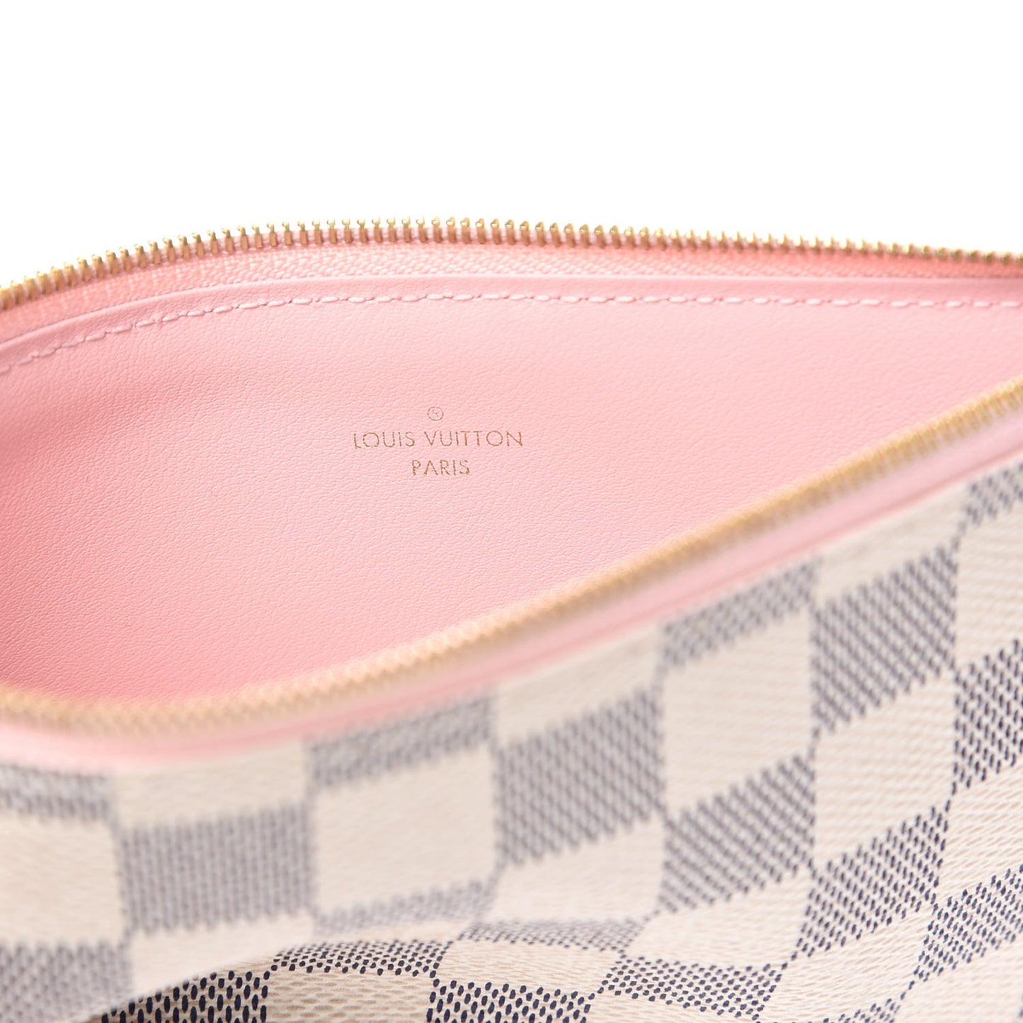 Damier Azur Felicie Chain Wallet Zippered Insert Rose Ballerine