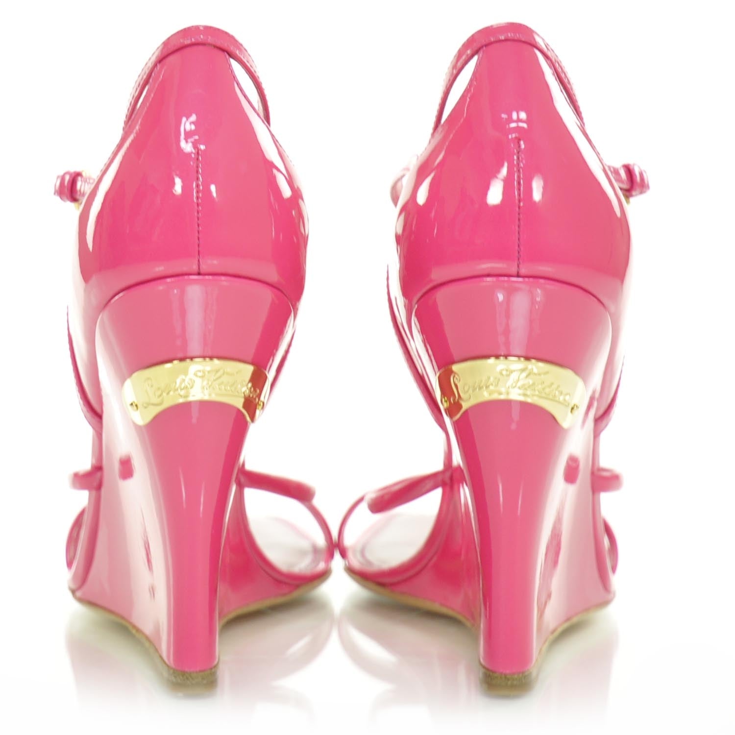 Louis Vuitton Patent Wedge Sandals 37 Rose Pop 3 of 8