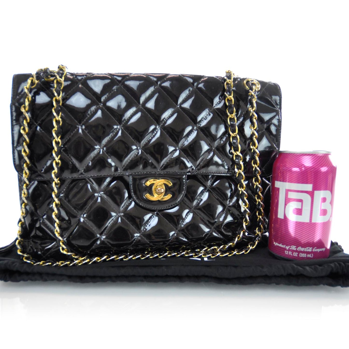 Patent Jumbo Single Flap Black