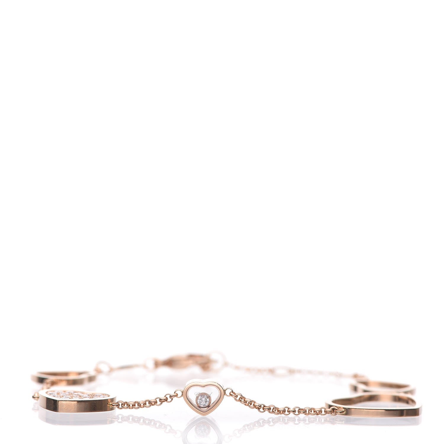 Chopard 18K Rose Gold Diamond Happy Hearts Bracelet 1 of 9