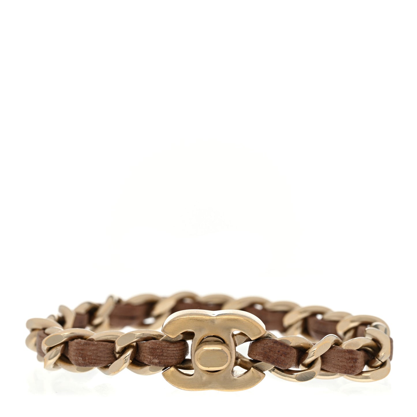 Lambskin CC Turnlock Chain Bracelet Beige