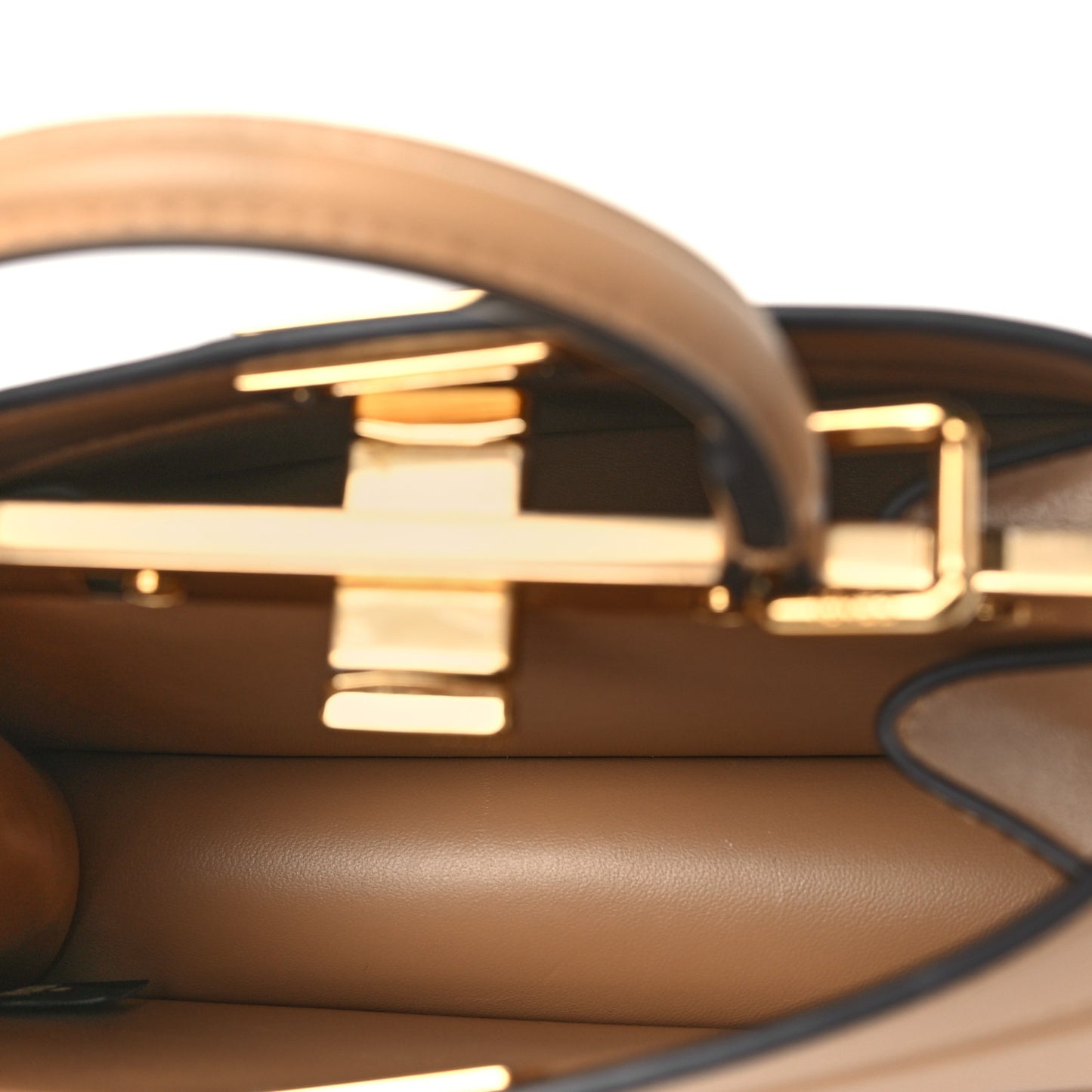 Shiny Nappa Petite Peekaboo I SEE U Satchel Miele Scuro