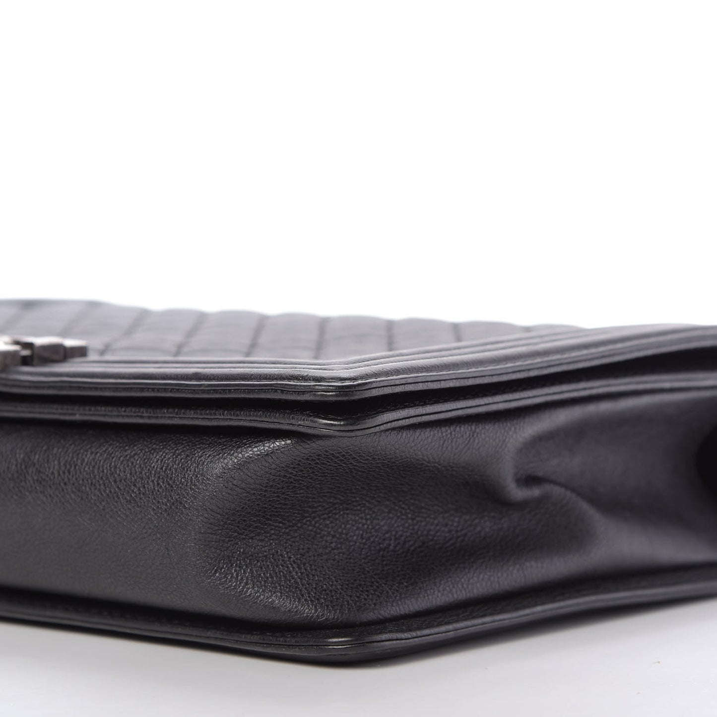 Calfskin Quilted Large Boy Flap Black