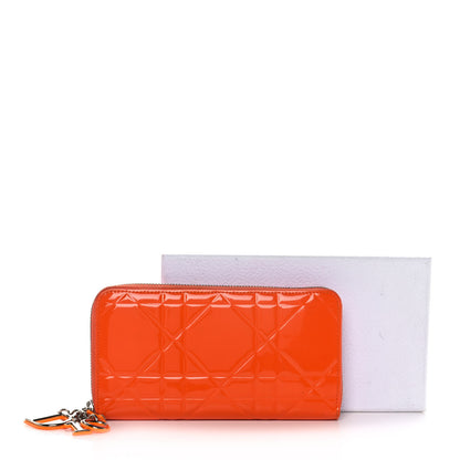 Christian Dior Patent Cannage Zip Around Wallet Orange 20 of 20