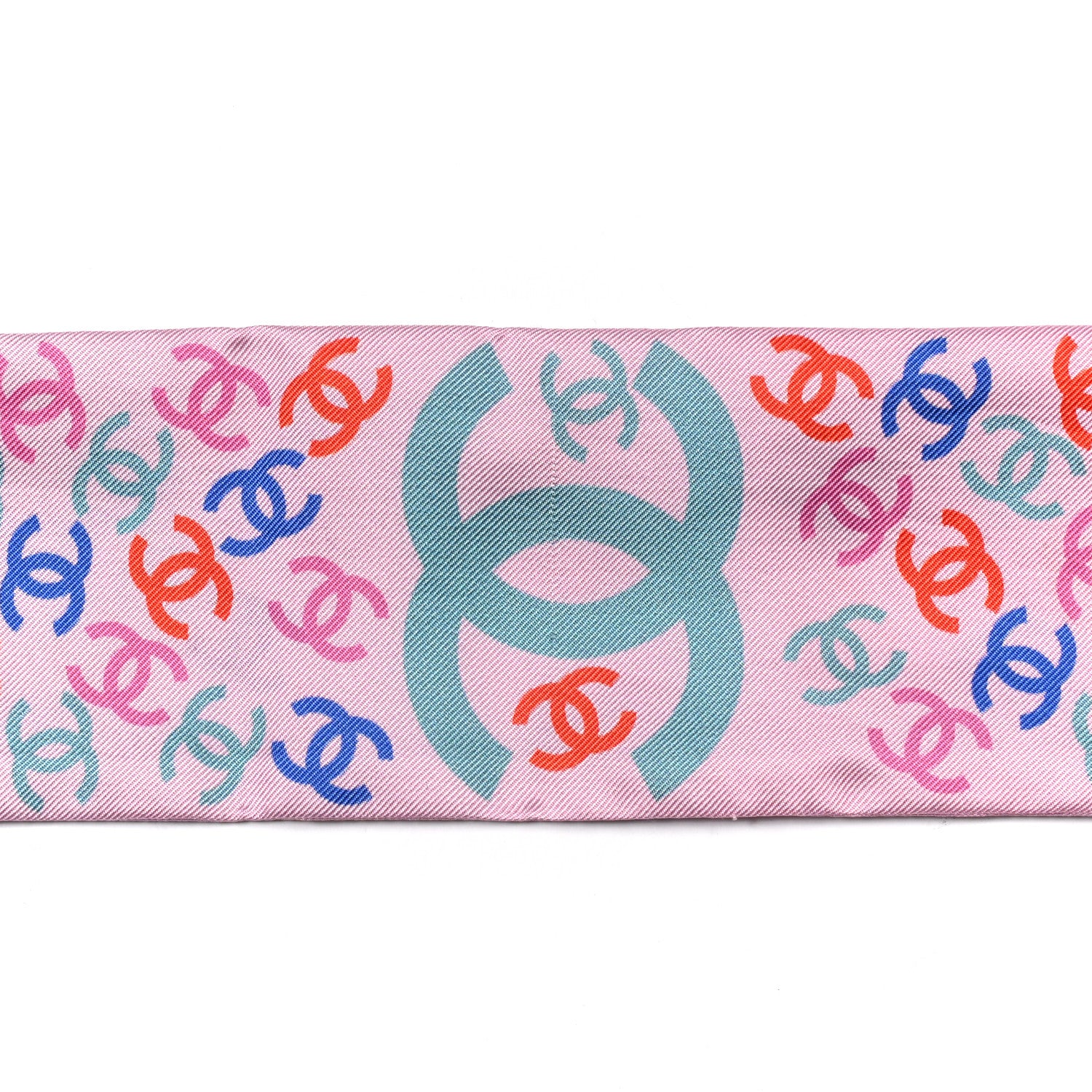 Chanel Silk CC Slim Bandeau Pink Light Blue Red 5 of 5