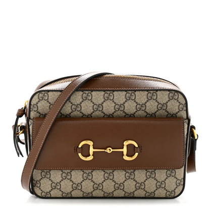 Gucci GG Supreme Monogram Small Horsebit 1955 Shoulder Bag Beige Brown Sugar 1 of 12