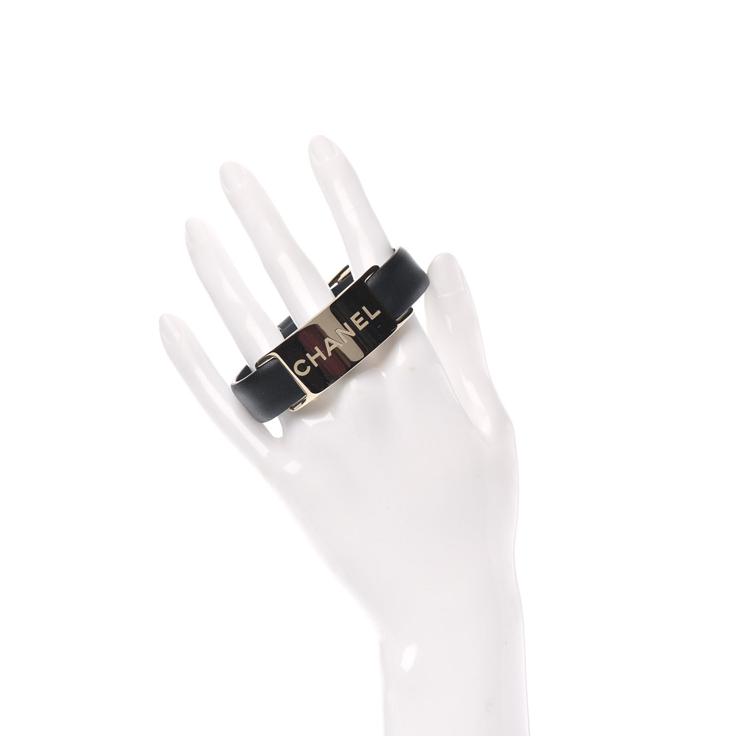 Calfskin Logo Buckle Bracelet Black