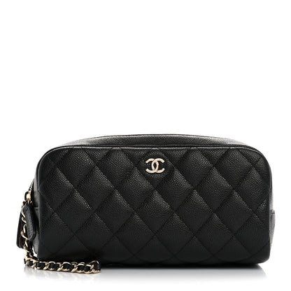 Chanel Caviar Quilted Double Zip Pouch Cosmetic Case Black 1 of 7