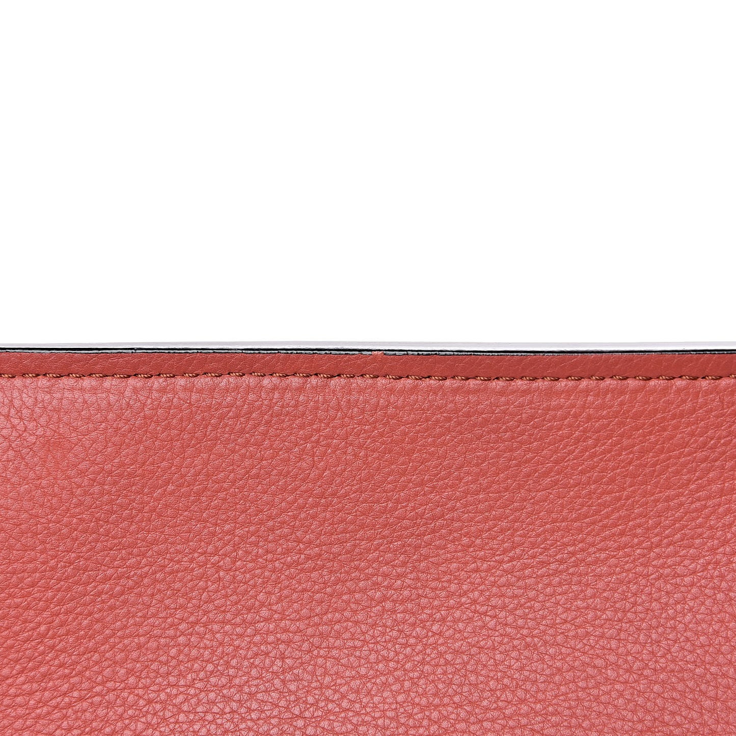 Drummed Calfskin Medium Edge Shoulder Bag Terracotta
