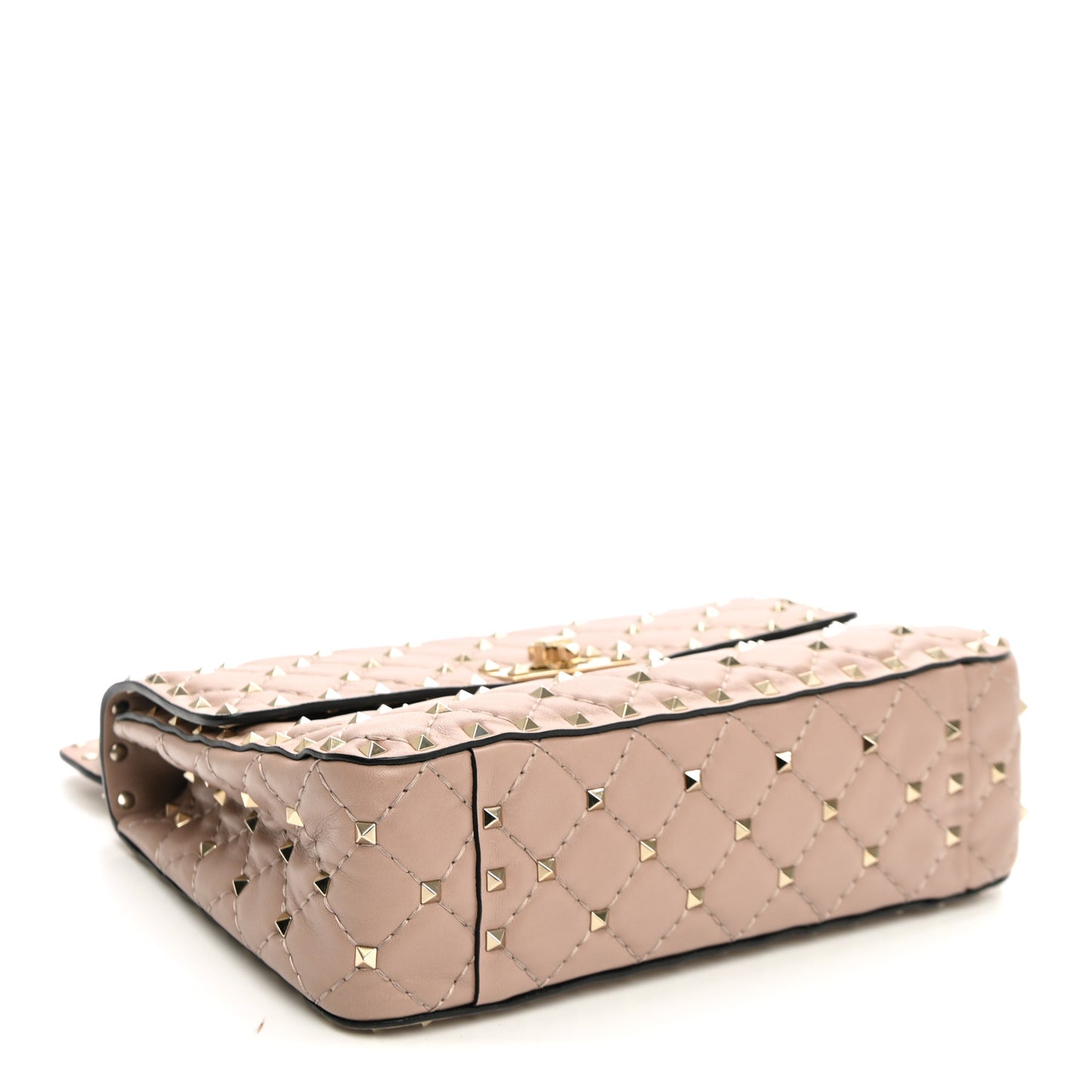 Nappa Medium Rockstud Spike Shoulder Bag Poudre