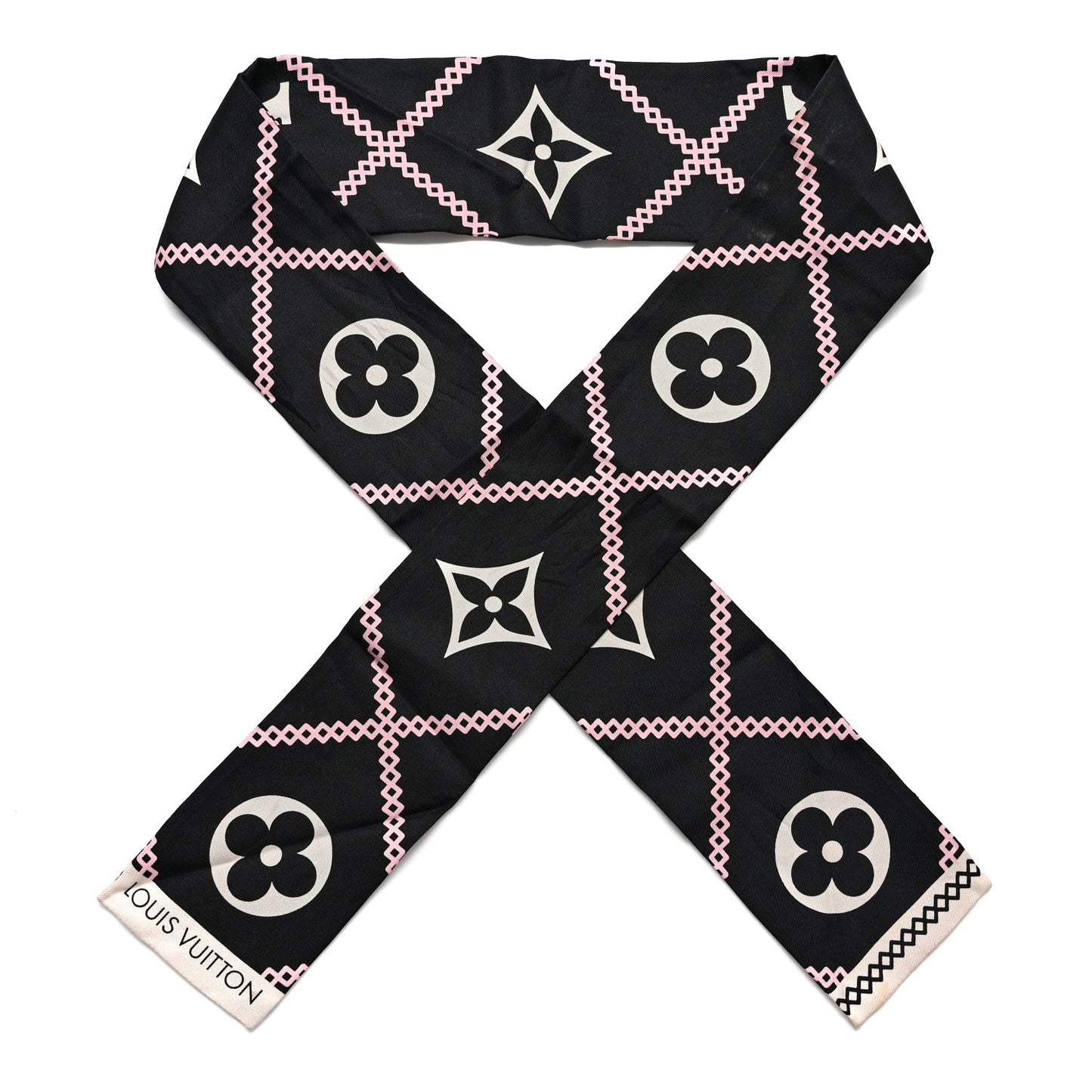 Silk Monogram Croisillon Bandeau Black