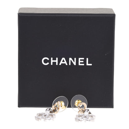 Chanel Metal Crystal CC Chain Drop Earrings Gold 4 of 4