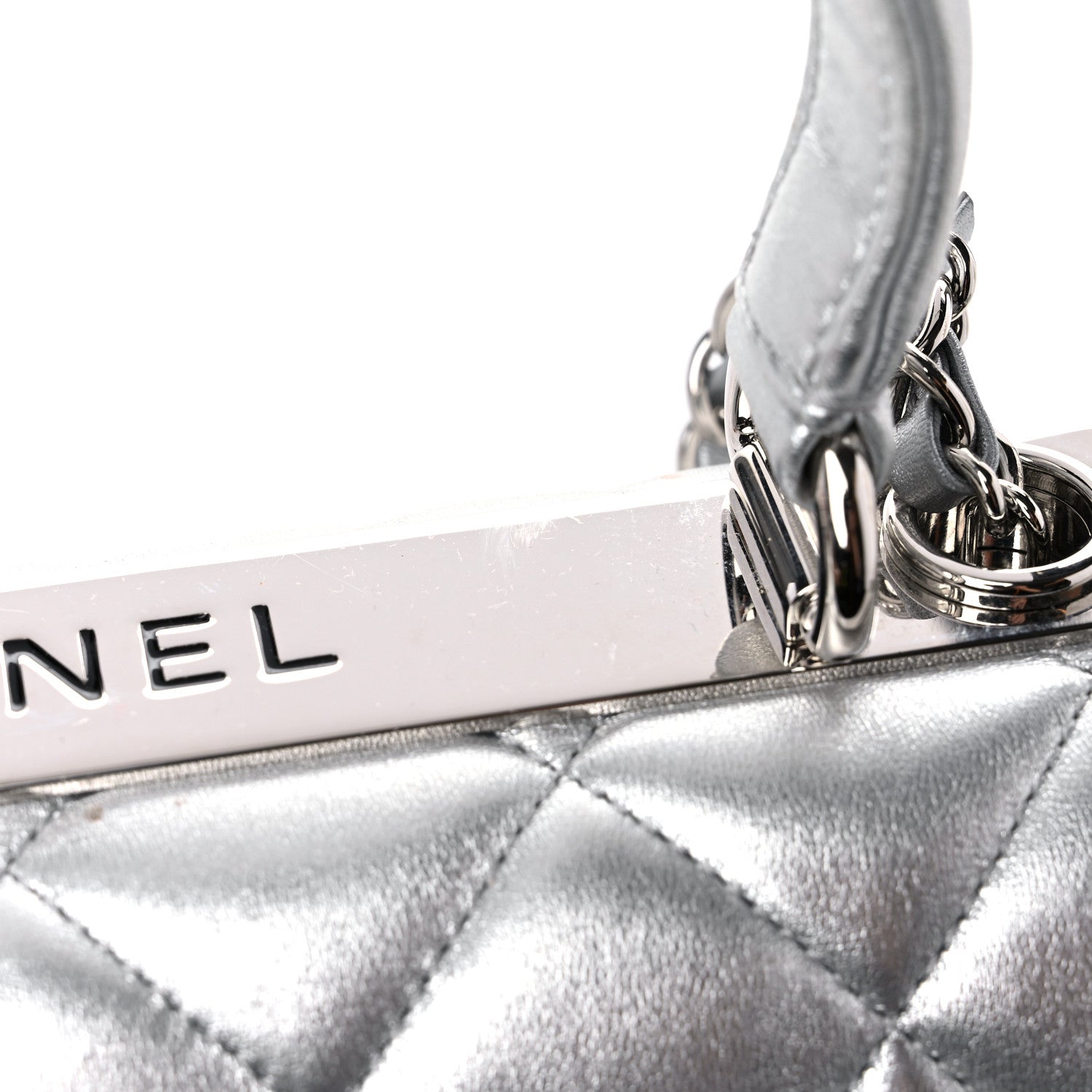 Chanel Metallic Lambskin Quilted Small Trendy CC Flap Dual Handle Bag Silver 12 of 14
