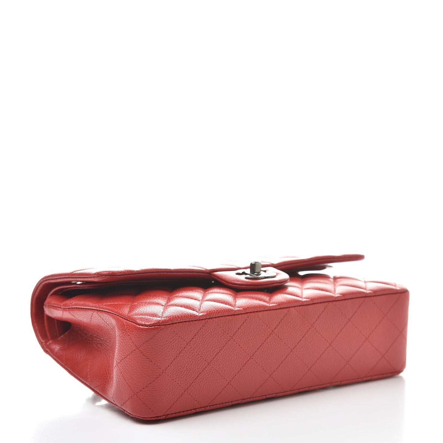 Caviar Quilted Medium Double Flap Red