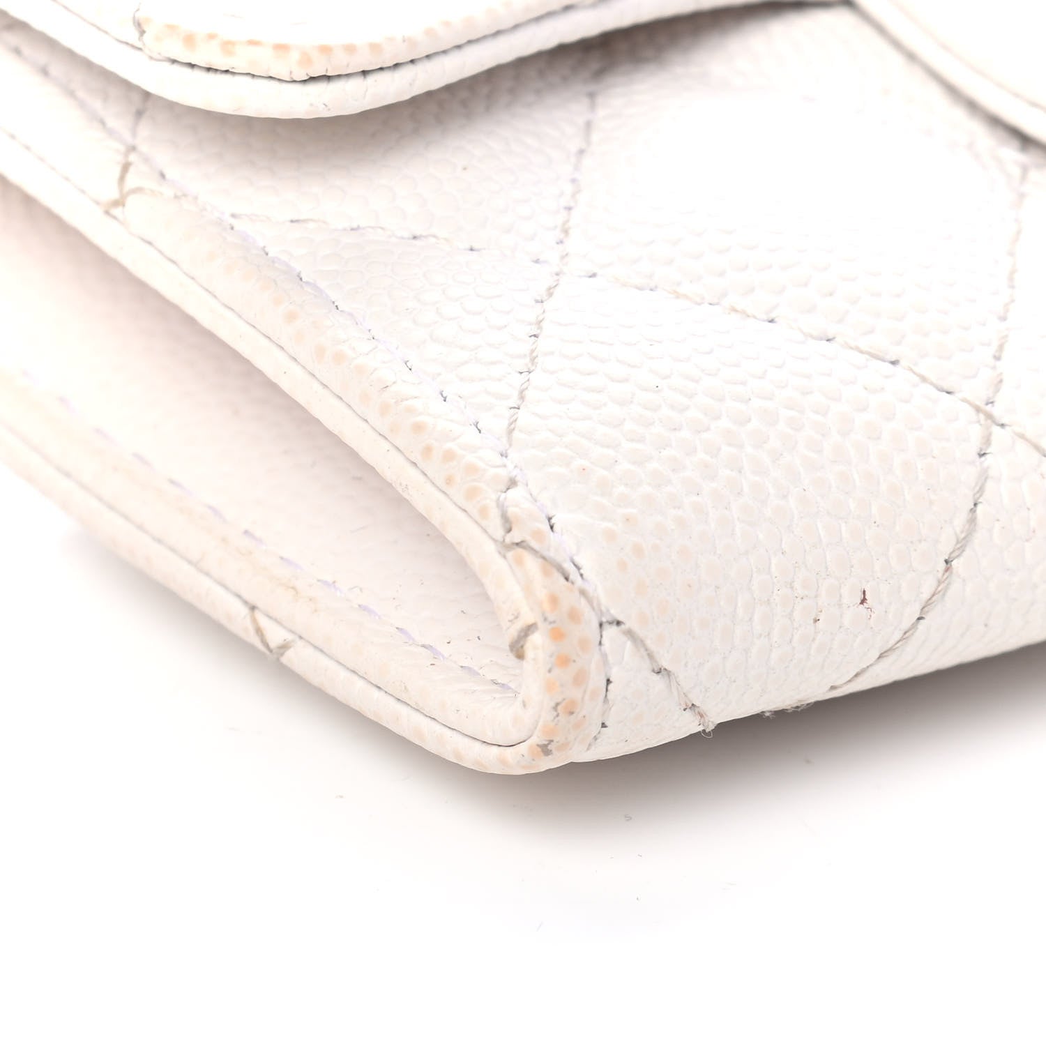 Chanel Caviar Quilted Flap Card Holder Wallet White 9 of 10