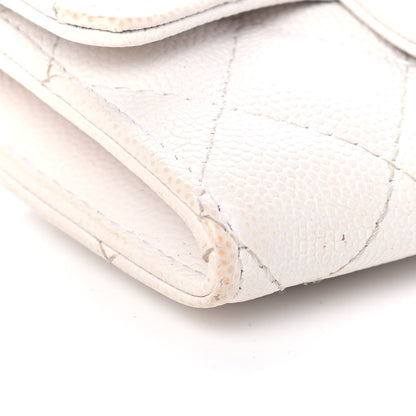 Chanel Caviar Quilted Flap Card Holder Wallet White 9 of 10