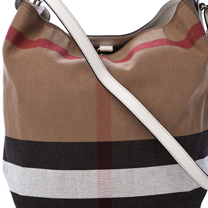 Burberry Canvas Mega Check Medium Ashby Hobo White 8 of 11