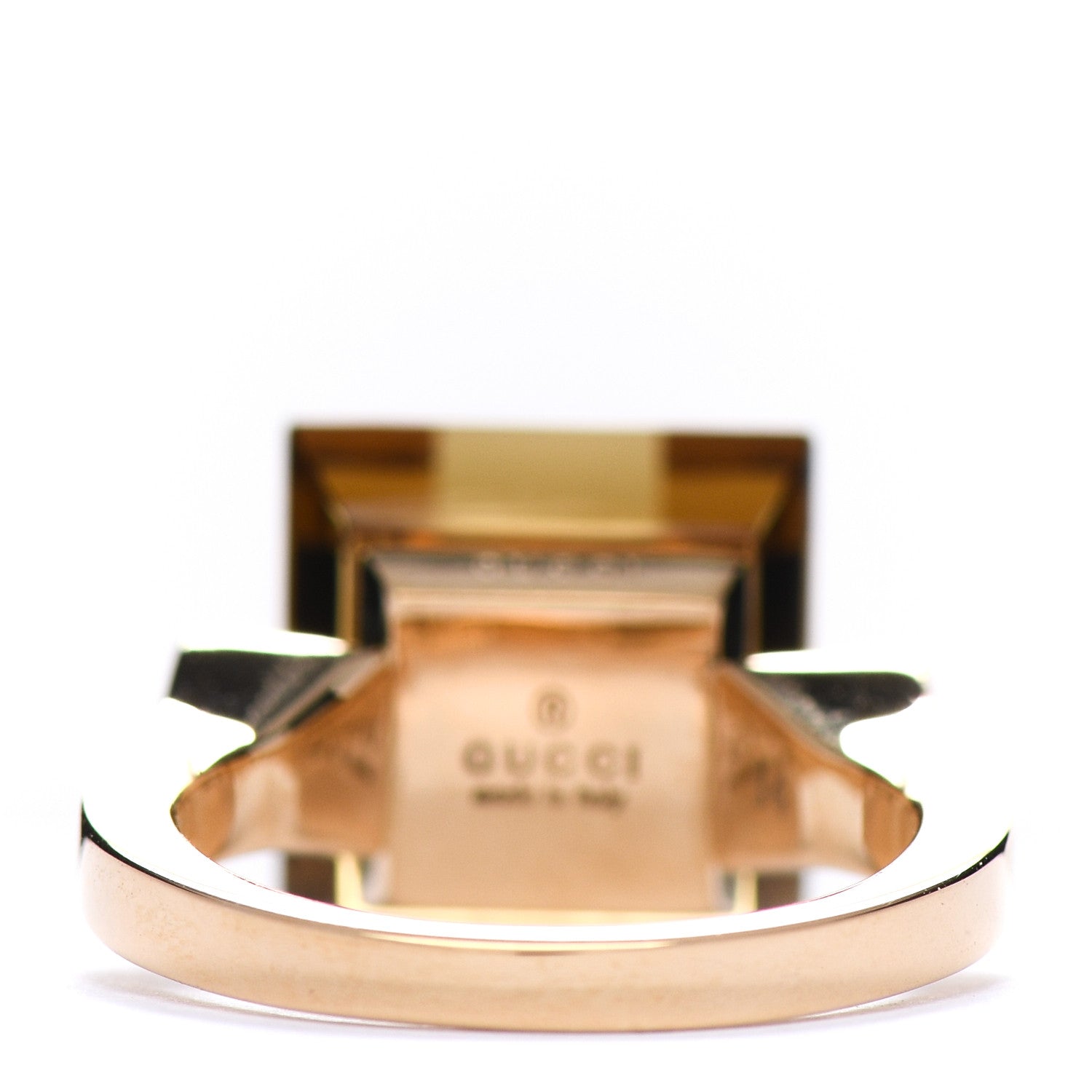Gucci 18K Yellow Gold Smoky Quartz Chiodo Ring 54 6.75 3 of 5