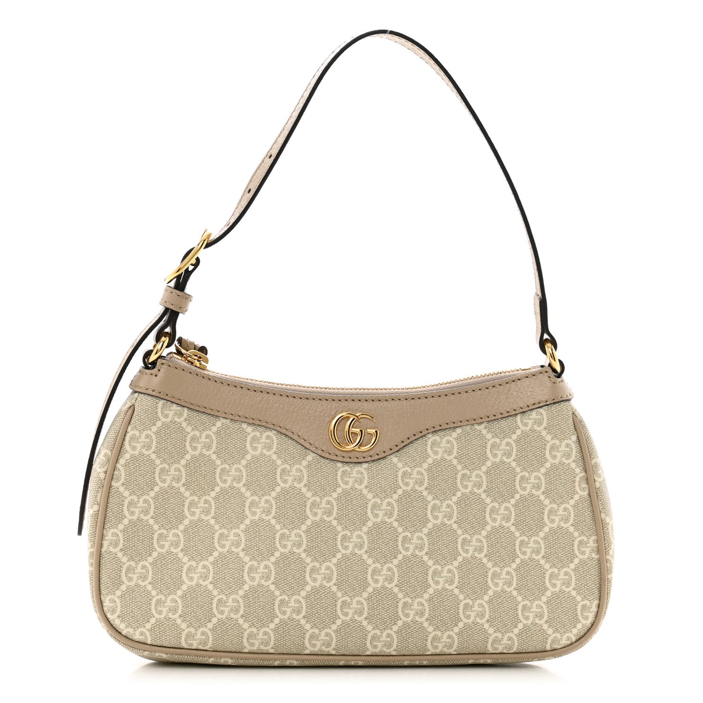 GG Supreme Monogram Textured Dollar Calfskin Small Ophidia Hobo Beige Mystic White Oatmeal