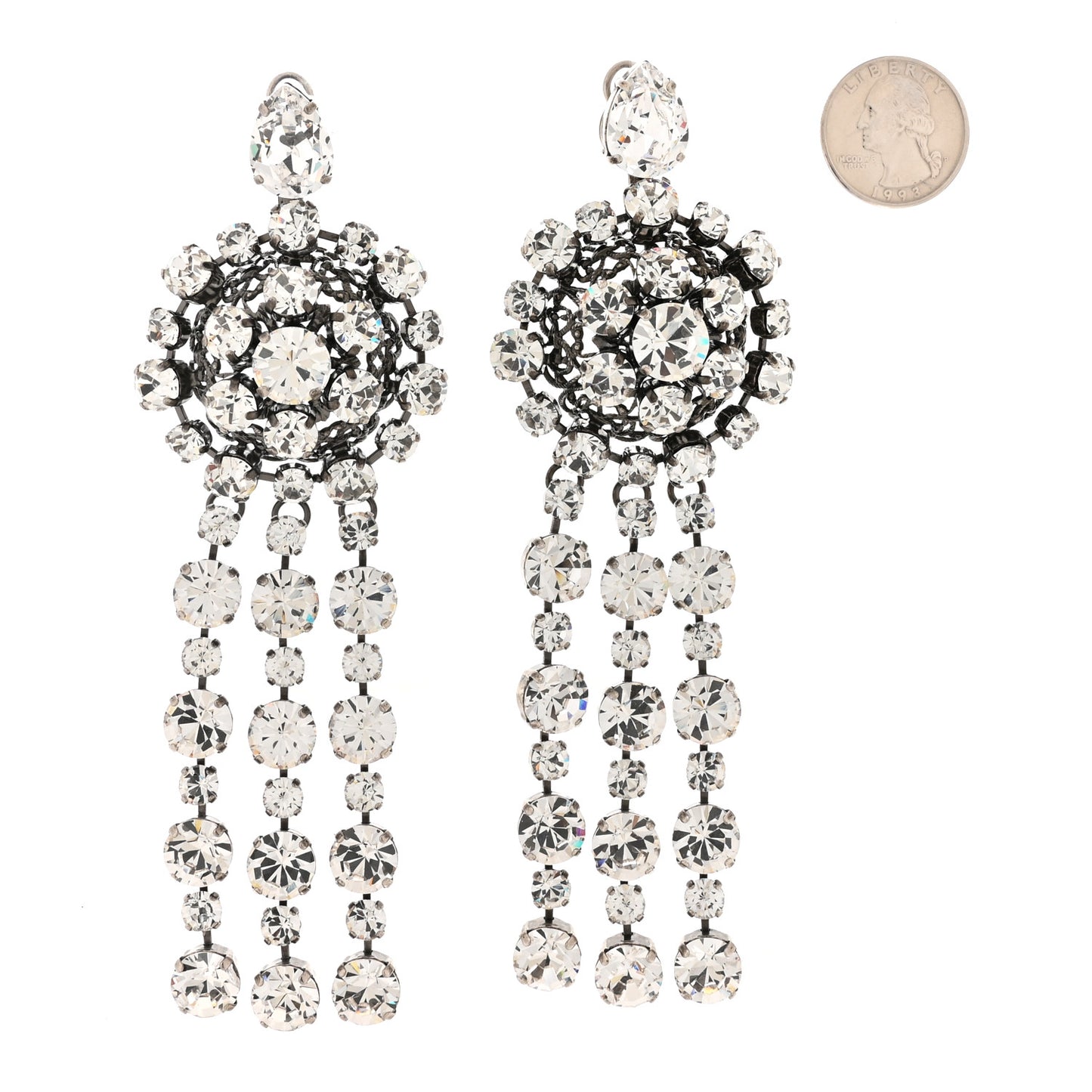 Metal Crystal Drop Earrings
