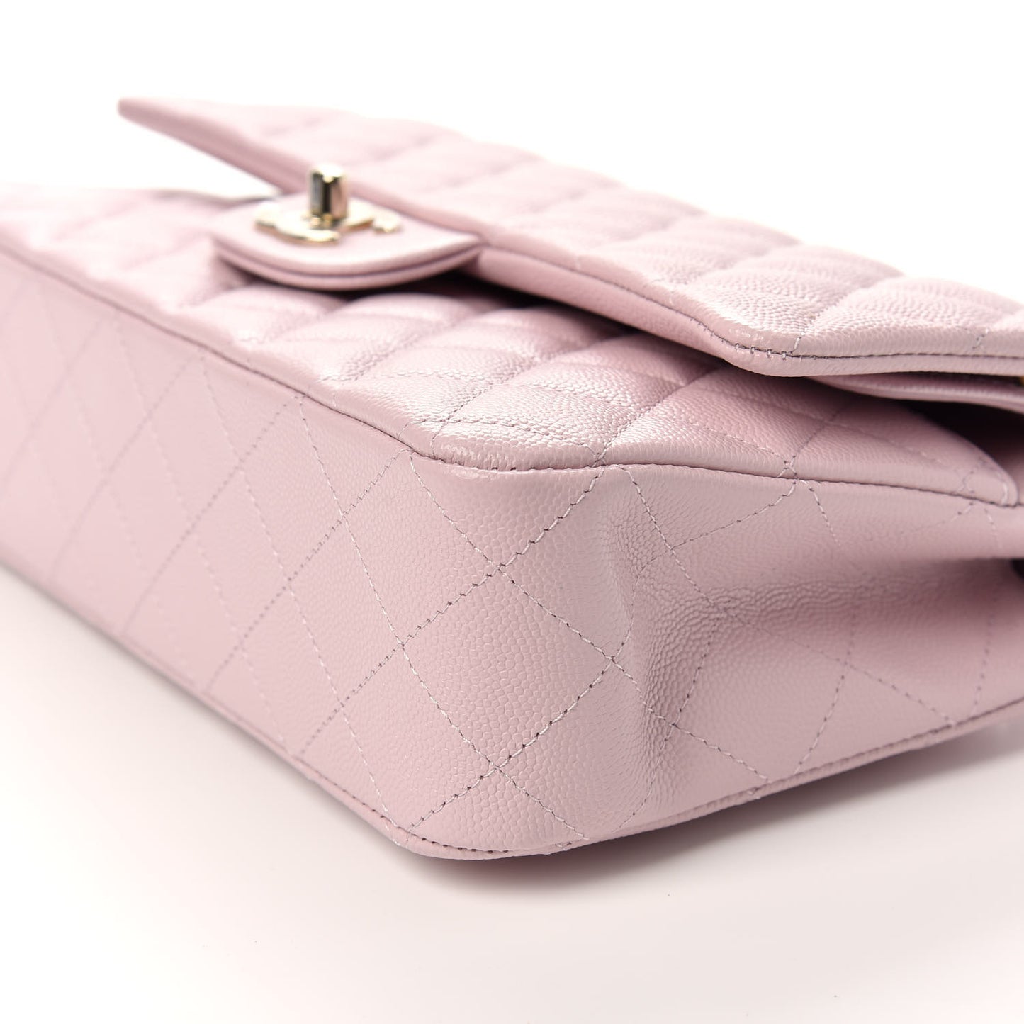 Caviar Quilted Medium Double Flap Light Pink