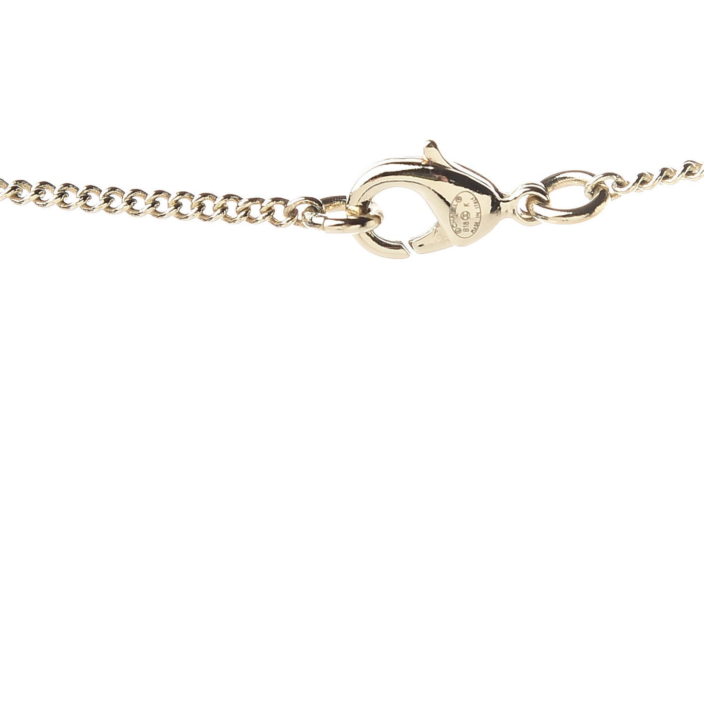 Lambskin Baguette Crystal CC Necklace Gold Pink