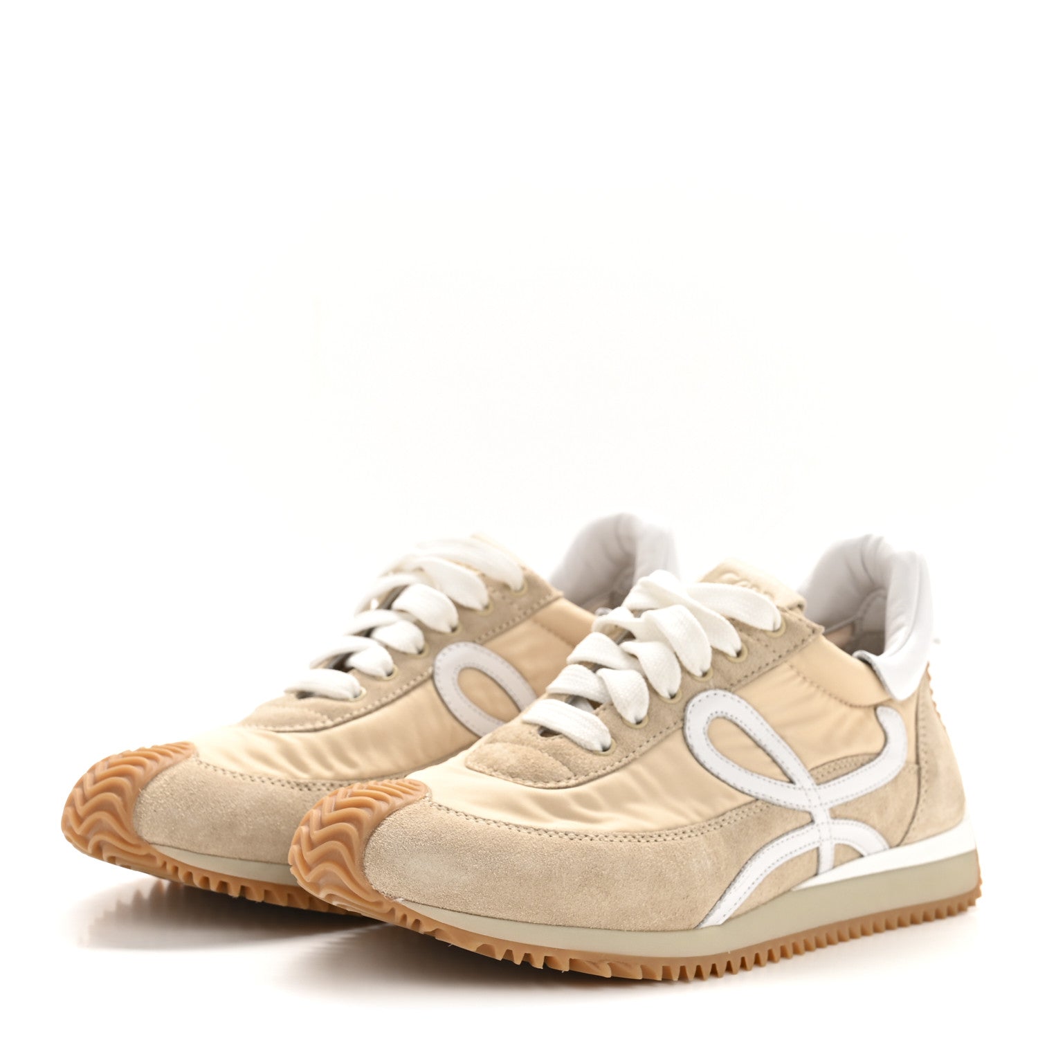 Loewe Nylon Suede Flow Runners Sneakers 35 Beige White 4 of 9