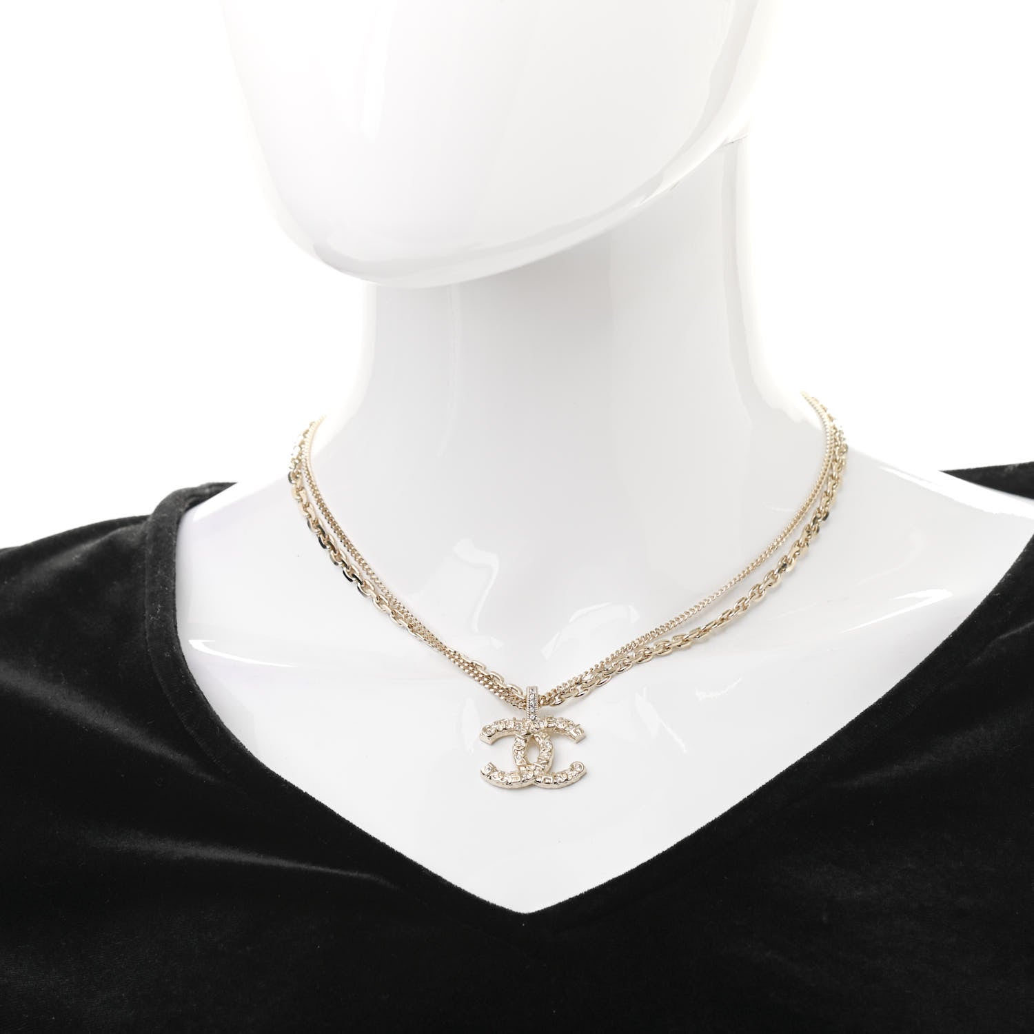 Chanel Crystal CC Multi Strand Chain Necklace Gold 2 of 6