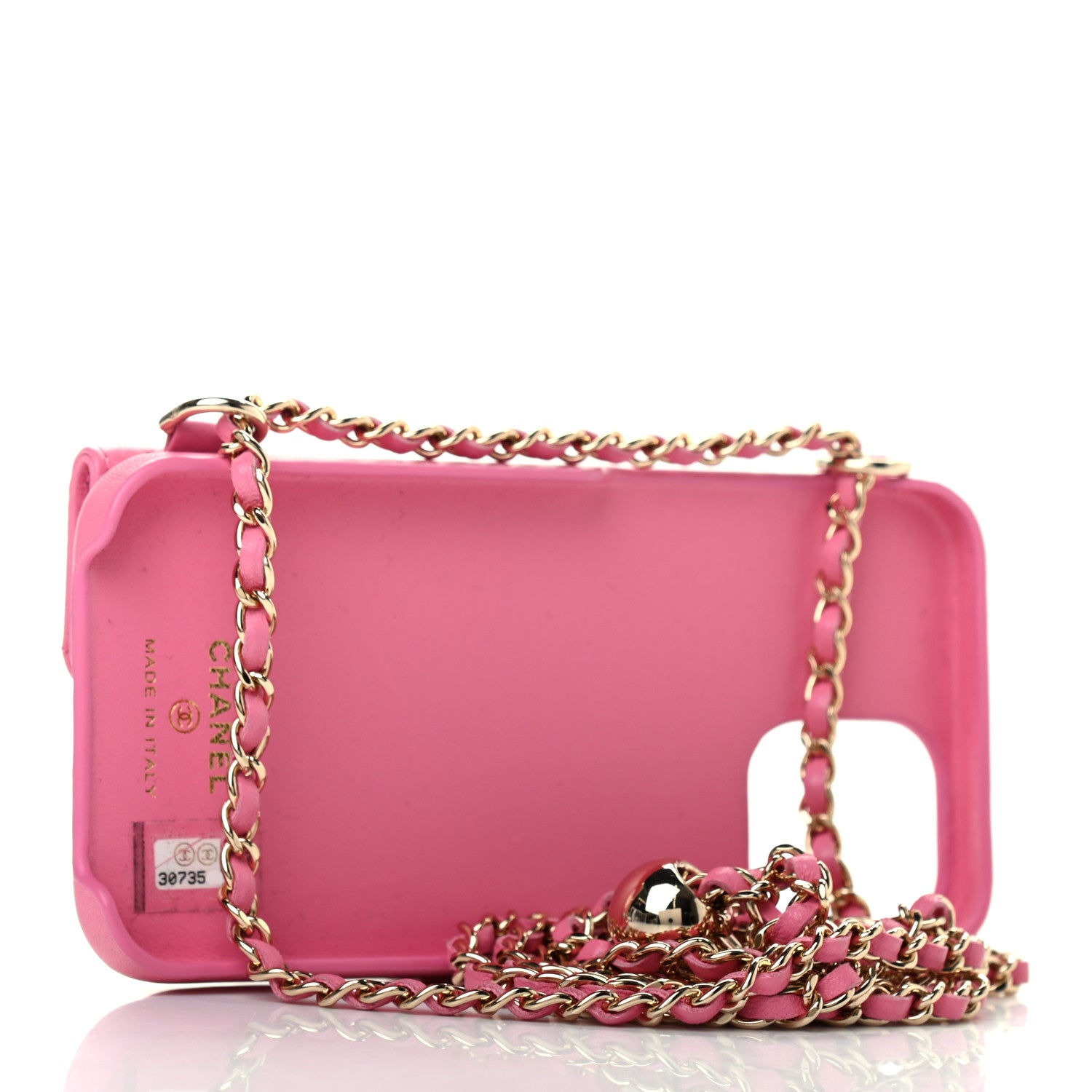 Chanel Lambskin Quilted Pearl Crush iPhone XII Pro Holder With Chain Pink 3 of 6