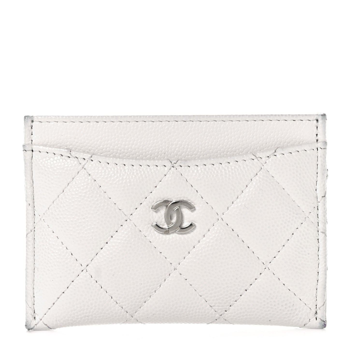 Caviar Quilted Card Holder White