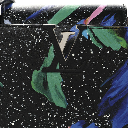 Louis Vuitton Calfskin Splash Print Capucines PM Black 6 of 8