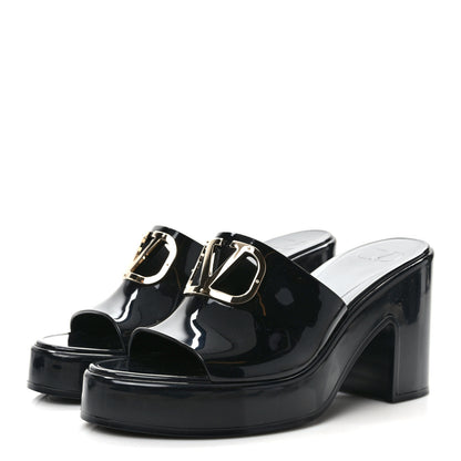 Valentino Garavani Rubber VLogo PM Platform Slide Sandals 40 Black 3 of 7