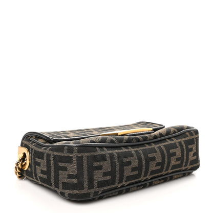 Fendi Fabric Jacquard FF 1974 Midi Chain Baguette Tobacco Moro 4 of 10