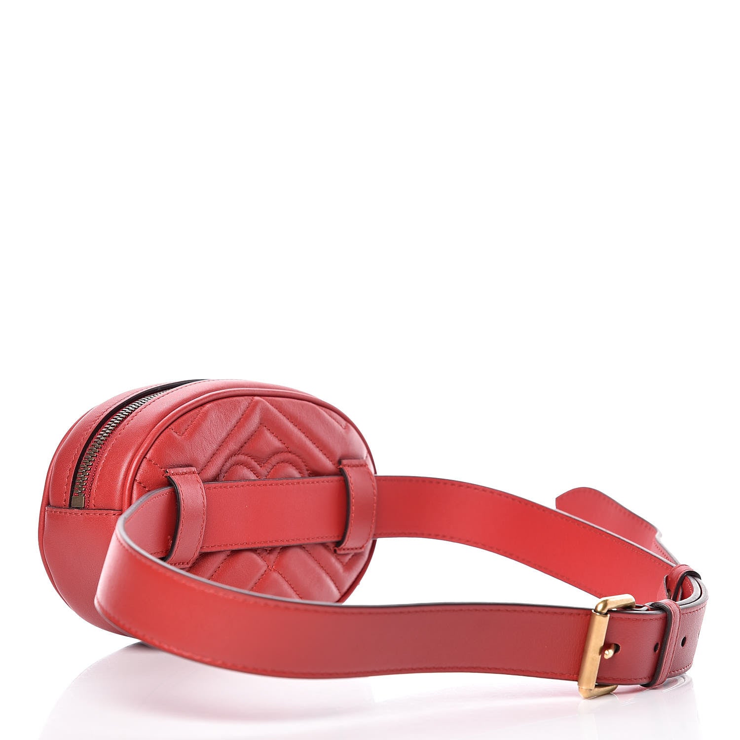 Gucci Calfskin Matelasse GG Marmont Belt Bag 95 38 Hibiscus Red 3 of 10
